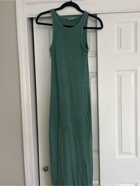 Weekday Teal Green Ribbed Tank Maxi Dress
